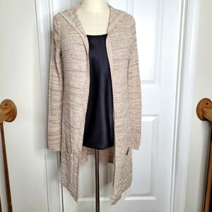 Arizona Jean Co. Juniors Women's Tan Open Cardigan Hooded Sweater Sz Jr. M